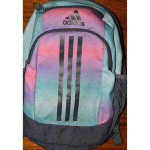 Adidas Gradient Backpack Pink Purple Teal with Black Stripes – School Gym Sports